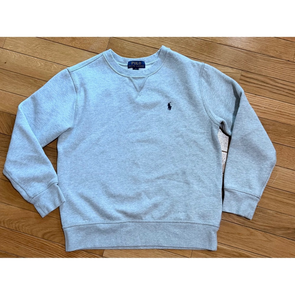 Polo Ralph Lauren Kids Heather Gray Fleece Crewneck Sweatshirt Size M 10-12